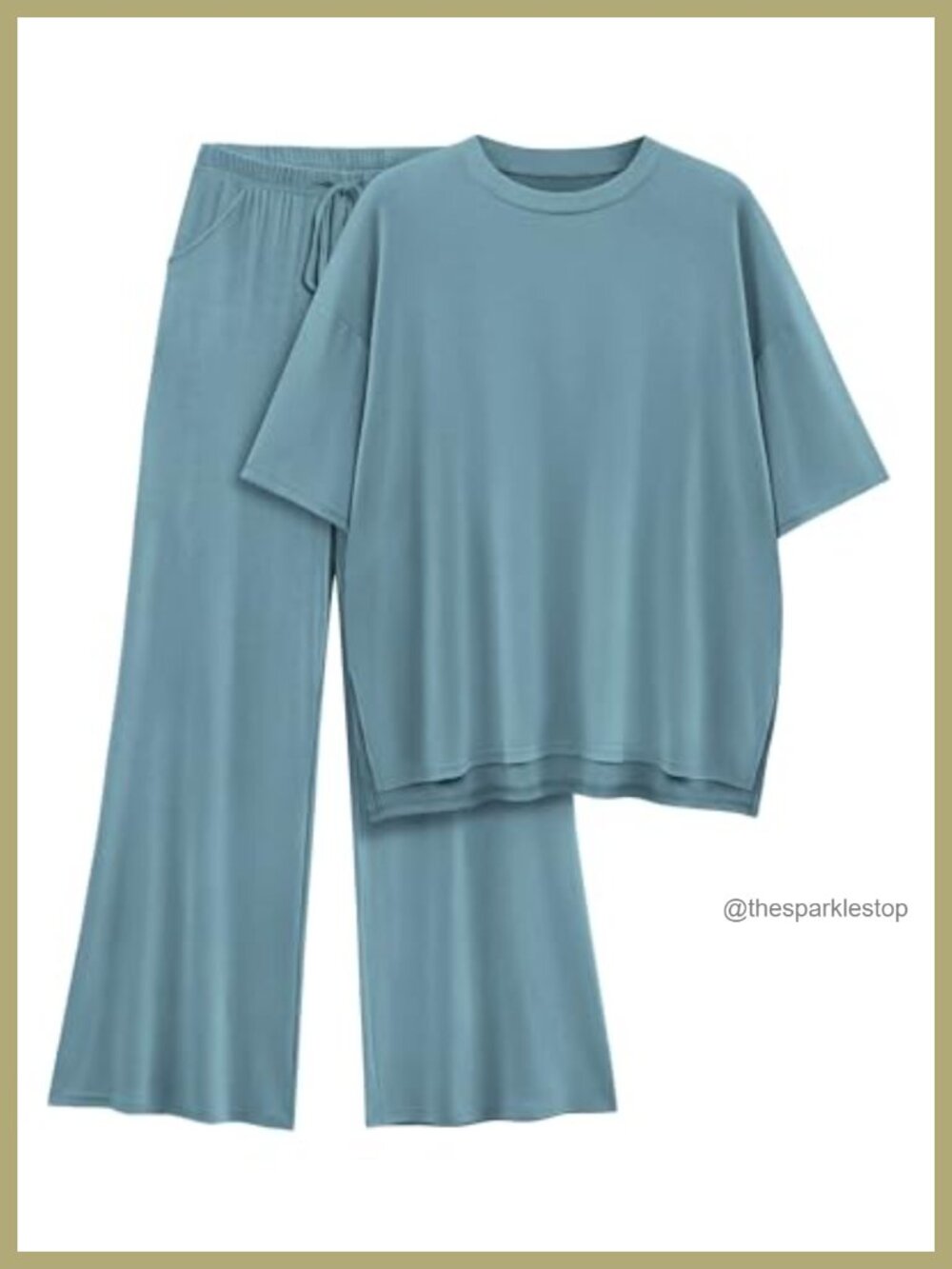 Women's 2 Piece Lounge Set Oversized Short Sleeve Top & Wide Leg Pant Matching